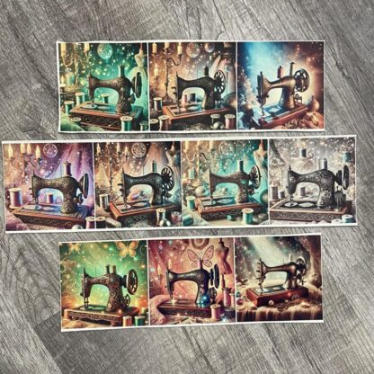 Antique Sewing Machines Set of 10 Purse Panels for 4x4 Hoop